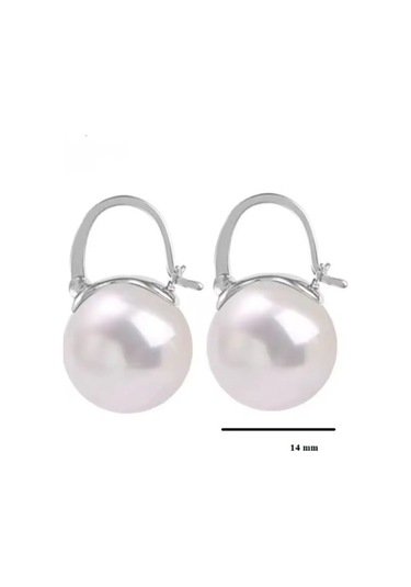 925 Ayar Gümüş 14 Mm İnci Küpe Gümüş