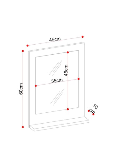 Makbulce Safir Raflı Dresuar Banyo Aynası 60 x 45 Beyaz