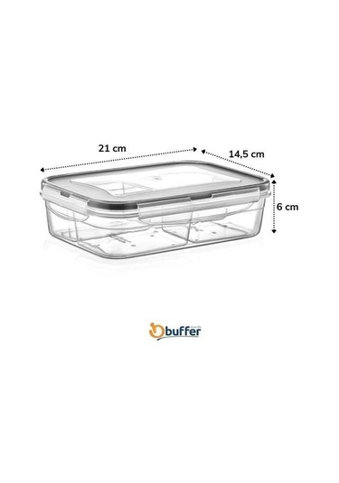 4 Bölmeli Sızdırmaz Contalı Kilitli Kapaklı 1 Litre Erzak Saklama Kabı -lc520 Şeffaf