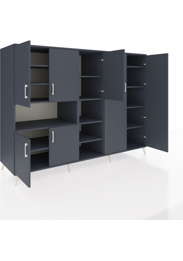 Kronos Dolap 13 Raflı 7 Kapaklı 220x59x163 Antrasit-antrasit Antrasit-antrasit