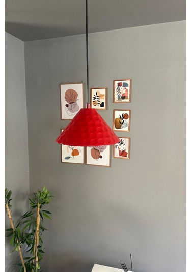 Rumy Kırmızı Tekli Avize Sarkıt Ofis Showroom Salon Mutfak Avizeleri Kırmızı