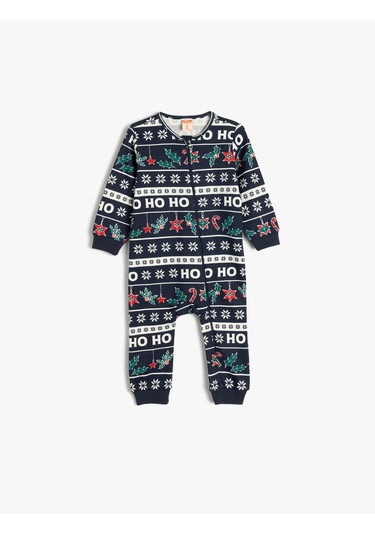 Koton Yılbaşı Temalı Baskılı Tulum Pamuklu Lacivert Desenli 5wmb10416tk Lacivert