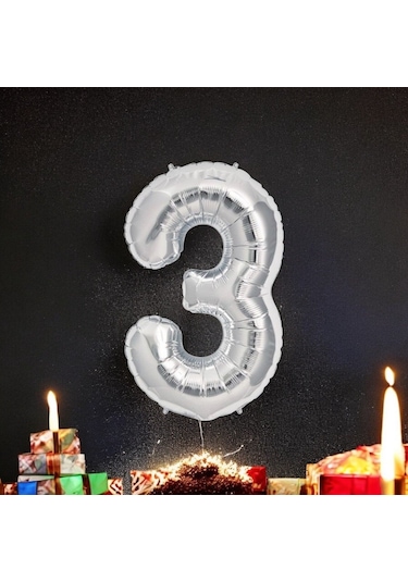 Brokoli Home 3 Numara Folyo Gümüş Balon 100cm 40inç Helyuma Uygu Karışık Renkli