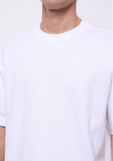 Colins Oversize Fit Yuvarlak Yaka Düz Erkek Beyaz Kısa Kol Tişört Cl1076602 Q1.v1 Wht Beyaz