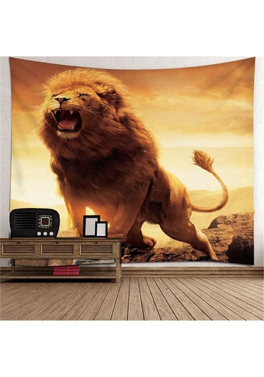 Homyl 3d Hayvan Duvar Dekor Goblen Yatak Odası Oturma Aslan-l