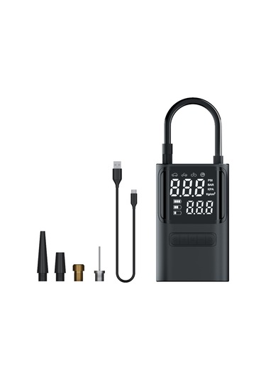 Reedark Siyah Akıllı Araç Zihniyet Pompası: Li-pil Dahili, Baskı Öngörü, Otomatik Durdurma, Led Işık, 4 Farklı Uç, 150psı Maksimum