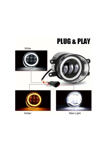 Xuweiwei 2 Adet 4 Inç Angel Eyes Led Işık Beyaz Halka Dc12v/24v 6000k Parlak Beyaz Ve Sarı Round Led Çalışma Işığı Jeep Wrangler Jk Tj Lj Ford İçin