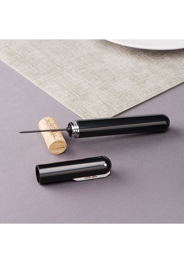 Wezone Mavi Kalem Şeklinde Pervane Tipi Basınçlı Şarap Açıcı, Kesici Fonksiyonlu Ev Kullanıma İdeal, Dayanıklı Malzeme, Hızlı Kullanım Siyah