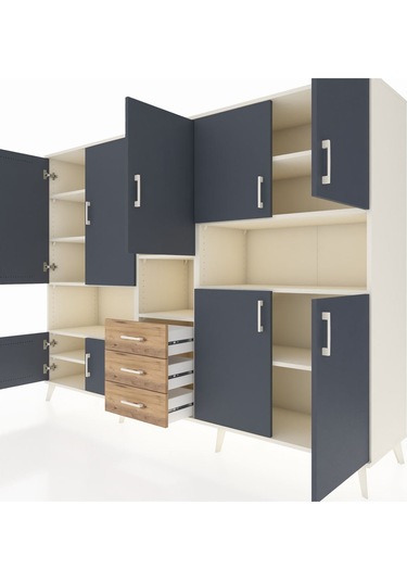 Hyperion Dolap 13 Raflı 3 Çekmeceli 9 Kapaklı 220x44x163 Aytaşı-a Aytaşı-antrasit/çam