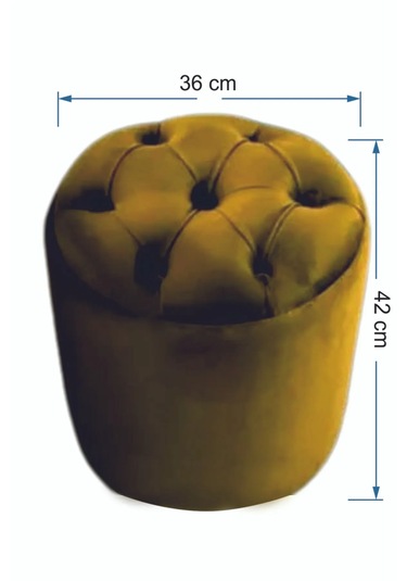 Most Hallow Kapitoneli Sandıklı Puf 07 Hardal Kadife Kumaş Evini