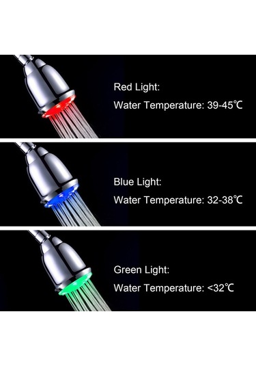 Pazly 3 Renkli Otomatik Işık Değişen Yüksek Basınçlı Yağmur Duş Başlığı, Parlak Krom Banyo Duşu Diğer