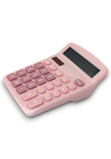 Dx-837b Güneş Enerjili Ve Pilli Pembe Hesap Makinesi 12 Haneli Pembe
