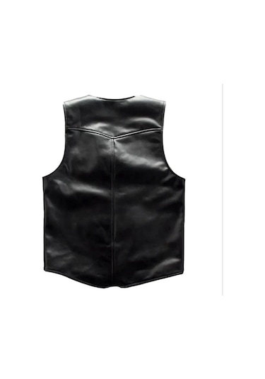 Prof Model Zik Hakiki Kuzu Derisi Dar Kesim Yelek Siyah