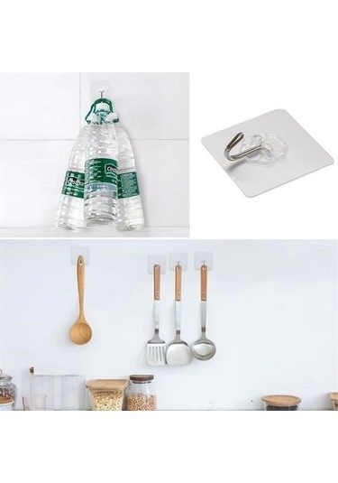 Zmc Bilişim Süper Güçlü Yapışkanlı Suya Dayanıklı Şeffaf Askı 5li Set Yeniden Kullanılabilir Kancalar Çok Renkli