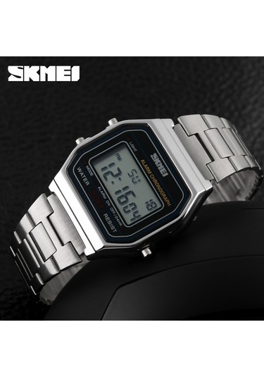 Geeksen Skmeı 1123 Unisex Dijital Saat - Ticari Ve Spor Tarzı, Tarih/hafta Gösterimi, Kronometre, Alarm, Led Işık, 30m Su Geçirmezlik, Çelik Kordon Gümüş Çok Renkli