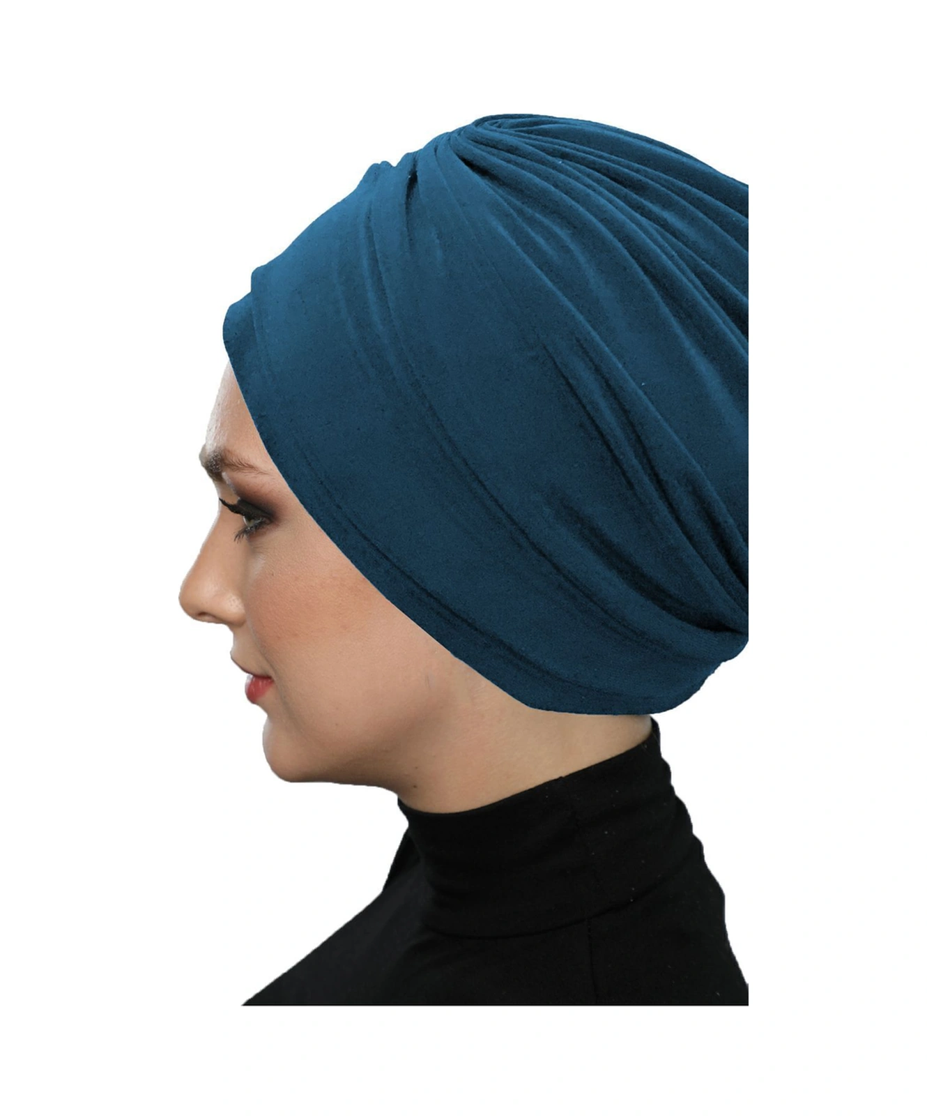 Çift Katlı Astarlı Petrol Hazır Türban Tesettür Dış Ve Havuz Bonesi Petrol