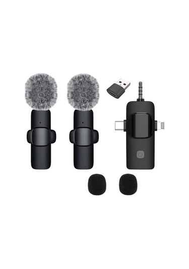 Schitec 3in1 Type-c Lightning 3.5mm Çıkışlı İkili Kablosuz Hd Wireless Yaka Mikrofonu K3519