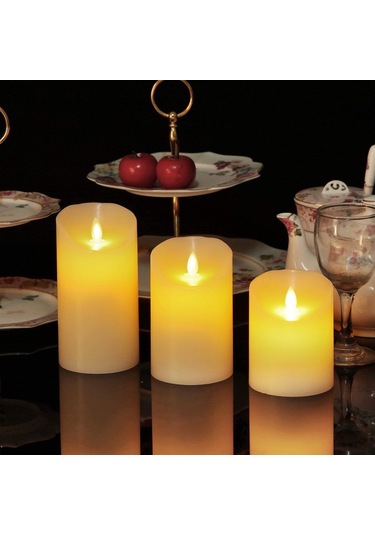 Geeroyoo "3'lü Uzaktan Kumandalı Led Mum Seti - Noel Ve Parti Dekorasyonu İçin Sıcak Beyaz Işık" Diğer