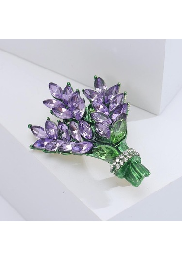 Sarı Bitki Emaye Broş Kadınlar İçin Retro Mor Taş Buğday Kulak Broş Bayanlar Moda Parti Aksesuarları Sarı