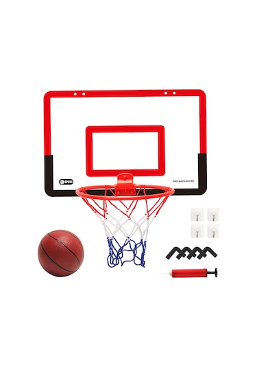 Ranyeek Çocuklar İçin Pvc Minik Basketbol Seti - 40x26cm Duvar/daire Montajlı, 11cm Top, Pompa Ve Halka İle - Spor Becerileri Geliştirici Oyun