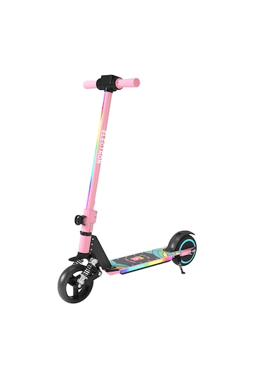 Electron S5 Elektrikli Çocuk Amortisörlü Led'li Scooter Pembe + Dizlik Dirseklik Pembe