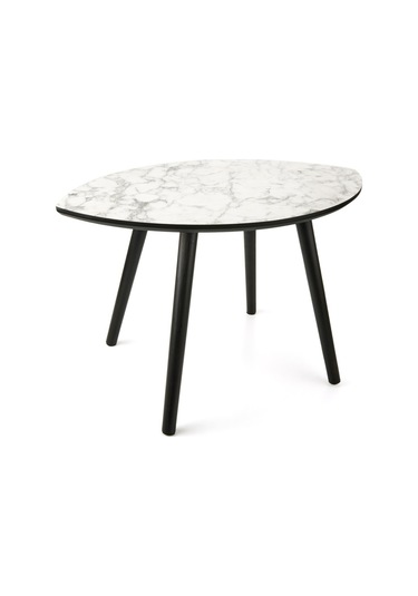 Mermer Desenli Oval Model Sehpa Gri 70x47x42 Cm Atlantik Çam