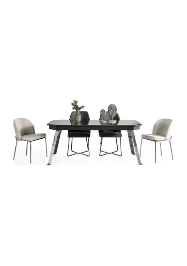 Madrid Yemek Odası Takımı Yemek Masası + 4 Adet Sandalye Siyah