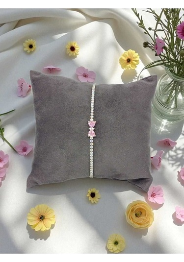 925 Ayar Gümüş Taşlı Fiyonklu Bileklik Sevimli Tasarım Gümüş