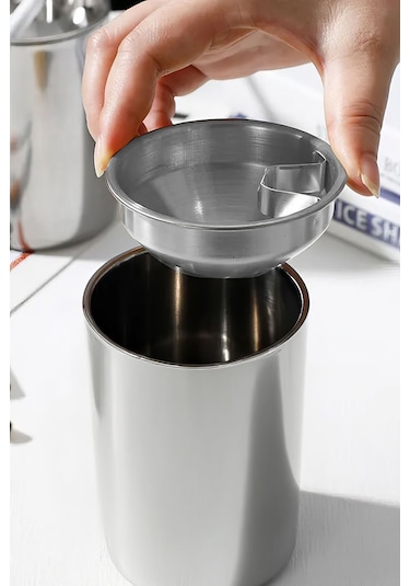 Çelik 10 Cm. Kafe Restaurant Kapaklı Yuvarlak Kül Tablası Küllük Cin899gr