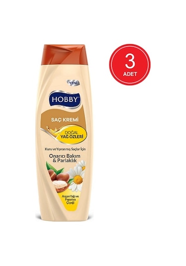 Hobby Argan Yağı ve Papatya Çiçeği Saç Bakım Kremi 3 x 600 ML
