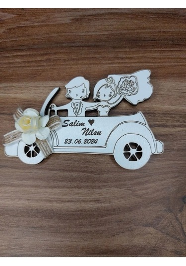 Lavanta Tasarım 25 Adet Nişan Nikah Hatıra Gelin Arabası Magnet