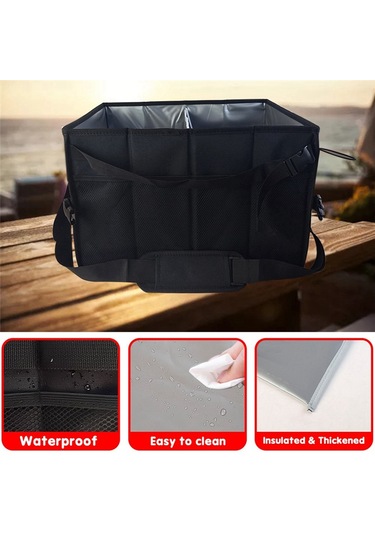 Xiaaokeji Izgara Piknik Çantası Düzenleyici Kağıt Havlu Tutuculu Barbekü Çantası Siyah