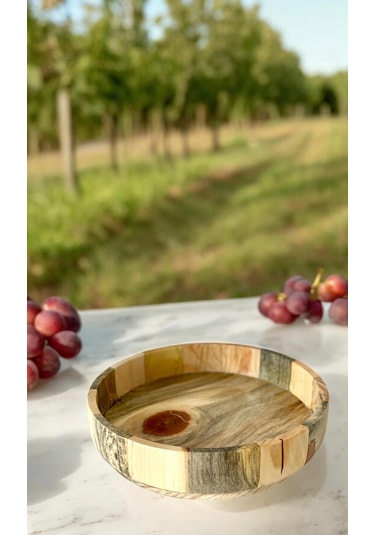 El Yapımı Dişbudaak Ağacı Ahşap Kase & Sunum Tabağı