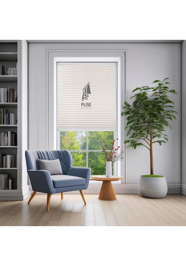 Plise Dekor Beyaz Plise Perde - Cam Balkon Perdesi Vidalı Sistem