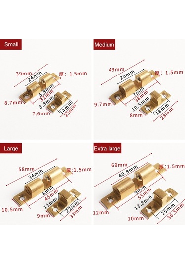 2 Adet Kabine Manyetik Yaylı Toka Bilyalı Kapı Enayi, Stil: Orta Altın Diğer
