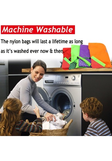 Geekyou 10 Adet Meyve Desenli Yeniden Kullanılabilir Alışveriş Çantaları - Katlanabilir, Taşınabilir, 20 Pound Yük Kapasitesi, Ekonomik Ve Dayanıklı Diğer