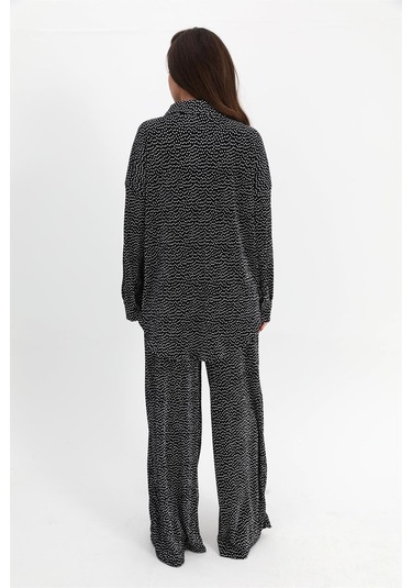 Takım Piliseli Örme Puantiye Desenli - Siyah-siyah Siyah