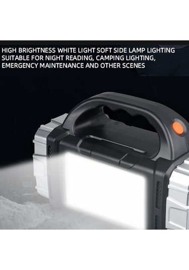 Ranyeek Güneş Enerjili Led El Feneri, 7 Işık Modu, Ön-arka Çift Işık, Yan Lambalı, Powerbank Fonksiyonu, Taşınabilir Kamp Işığı Altın Temel Model Altın