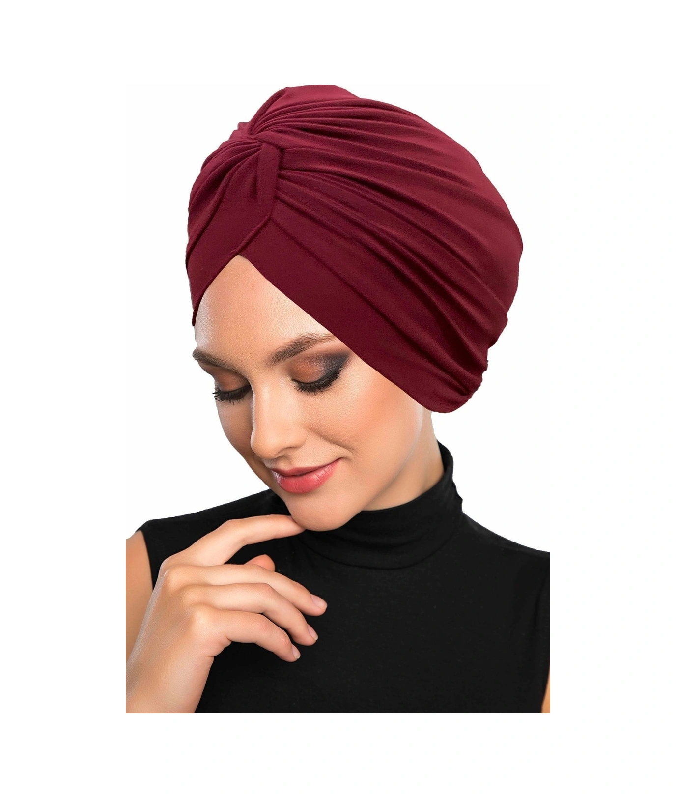 Çapraz Kancalı Bordo Hazır Türban Tesettür Dış Ve Havuz Bonesi Bordo