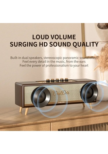 Oneder D8 Wireless Retro Dual Microphone Bluetooth Speaker Kahverengi