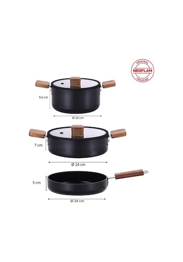 Neoflam 0128 D-neobn5s Bıen Alumınyum Dokum Tencere Setı 5 Prc Sıyah