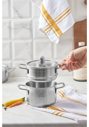 Emsan Baby Kuskus Çelik Tencere 12 Cm Gümüş