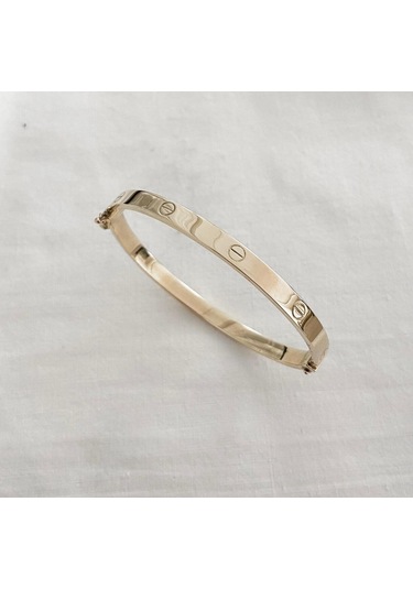 8 Ayar Altın Vidalı Kelepçe - Buyd892 Yeşil