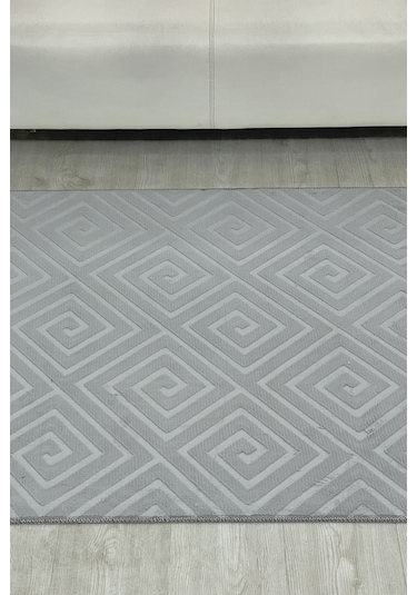 Lüle Halı Delüx Kabartmalı Düz Renk Üstün Kalite De Kaymaz Tabanlı Yolluk Halı Gri