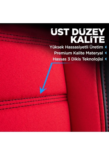 Panda Special Serisi Jakar Kumaş Oto Koltuk Kılıfı - Kırmızı - Siyah