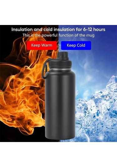 1000ml Paslanmaz Çelik Termos Şişe Büyük Kapasiteli Termal Su Şişesi Yalıtımlı Bardak Çift Duvar Vakum Şişeleri Seyahat Açık Mavi Diğer