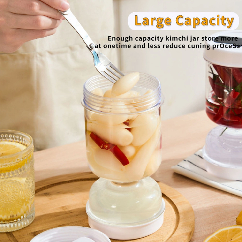 Youtek Beyaz Plastik 800ml Gıda Depolama Kavanozu, Islak-kuru Ayrımı, Görünür Kapak, Katlanabilir Çatal, Ev Ofis Mutfak Tuzlama Salata Sosu İçin Beyaz