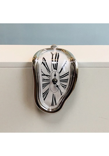 Yaleker Ev Odası Oturma Odası İçin Sessiz Gündüz İşi Saati - Klasik Roma Rakamlı Silikon Malzeme Gümüş Renkli Saat Çok Renki