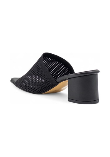 Vivenza Hasırlı Kadın Topuklu Terlik Siyah