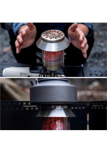 Novahub Portatif Kamp Gaz Ocak Isıtıcı Paslanmaz Çelik Kamp Isıtma Kapağı, Açık Alan Yürüyüşü İçin Depolama Çantası İle